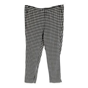 J Jill Essential Cotton Stretch Pants Womens Size 14 Black Gingham Check Pockets